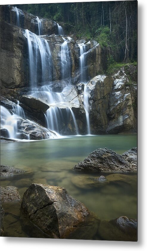 Landscape Metal Print featuring the photograph Cascading Waterfalls by Ng Hock How