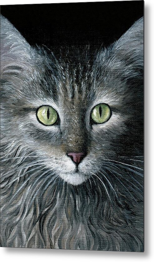 Cat Metal Print featuring the painting Cat 478 by Lucie Dumas