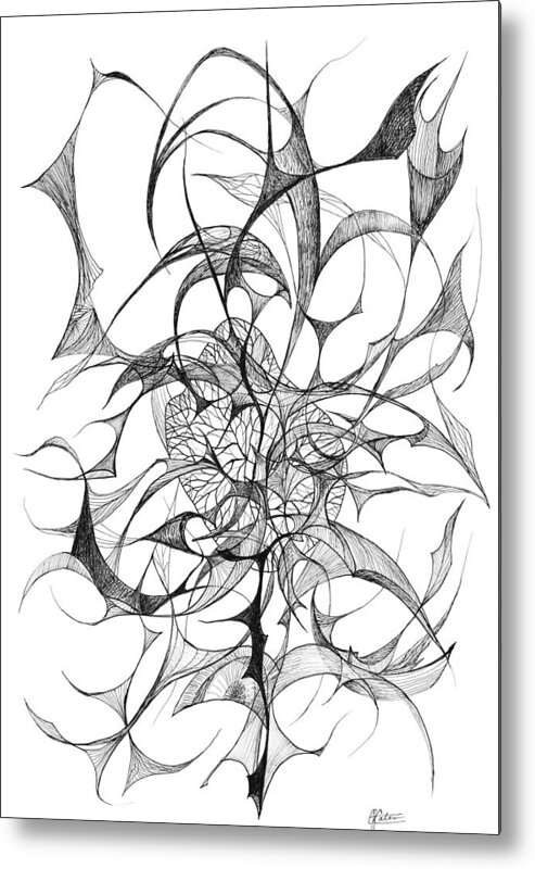 Abstract Metal Print featuring the drawing Centred by Charles Cater