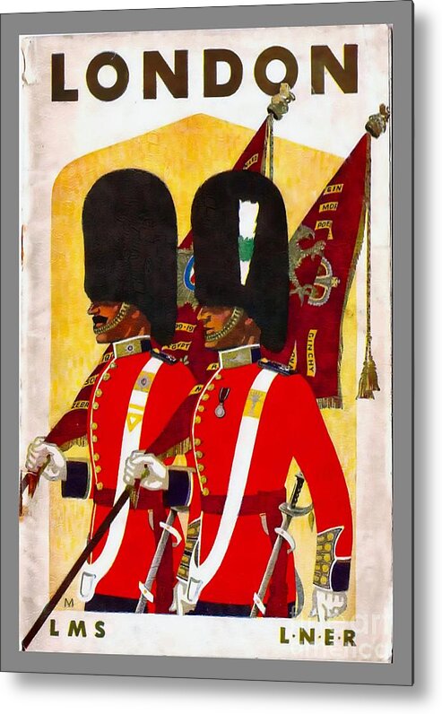 London Metal Print featuring the painting Changing The Guard London - 1937 by Ian Gledhill