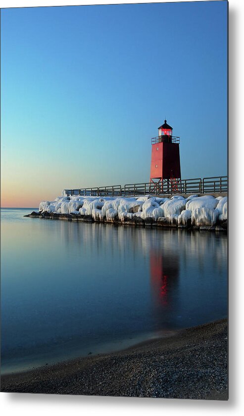 Charlevoix Michigan Metal Print featuring the photograph Charlevoix Harbor Light by Russell Todd