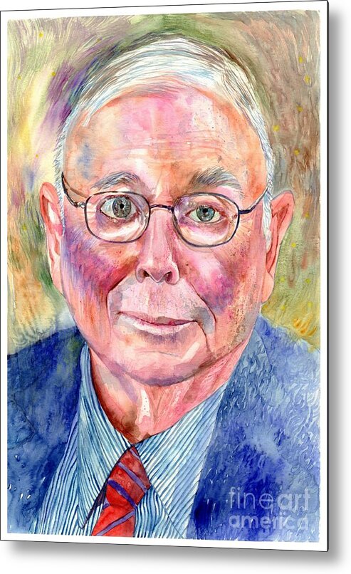 Charlie Metal Print featuring the painting Charlie Munger painting by Suzann Sines