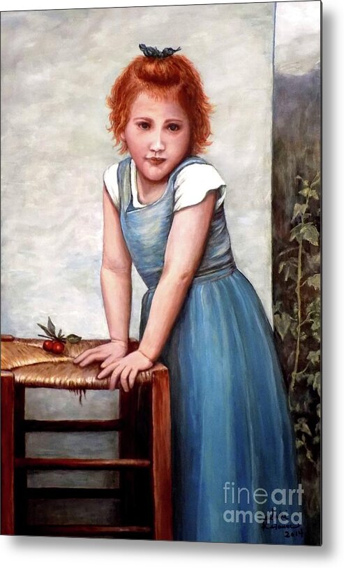 Girl Metal Print featuring the painting Cherries by Judy Kirouac