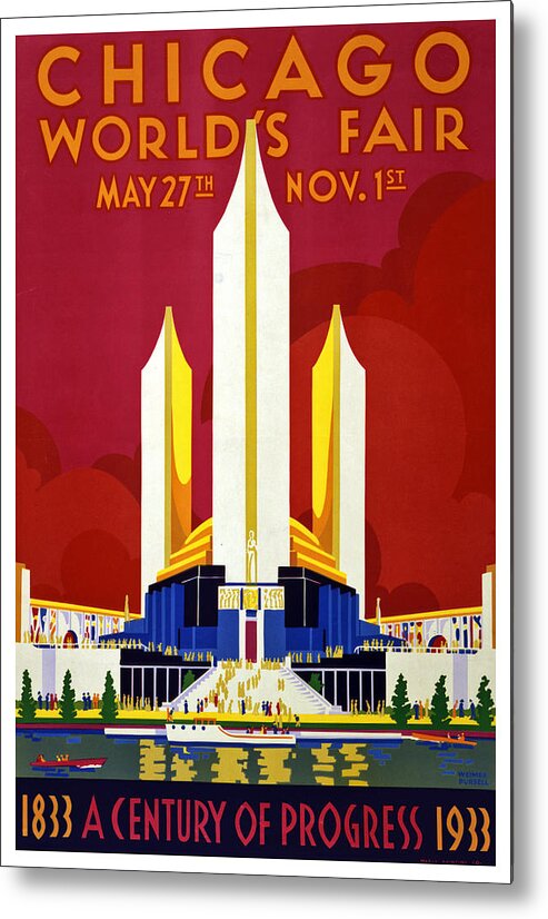 Chicago Metal Print featuring the painting Chicago, world's fair, vintage travel poster by Long Shot