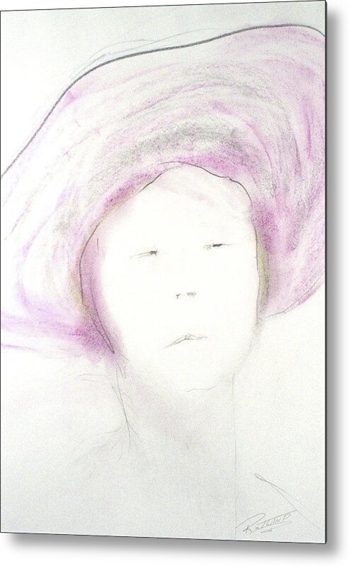  Metal Print featuring the drawing China Lady by Michael Rutland
