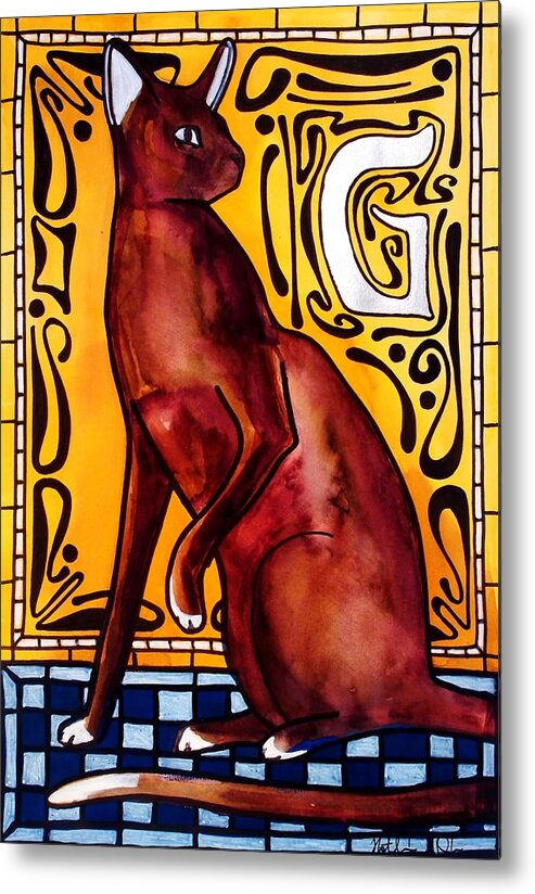 Chocolate Delight Metal Print featuring the painting Chocolate Delight - Havana Brown Cat - Cat Art by Dora Hathazi Mendes by Dora Hathazi Mendes