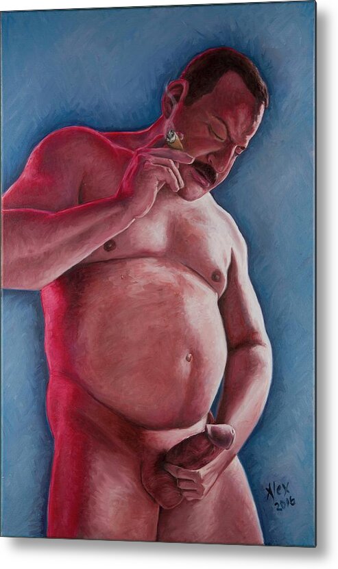 Erotic Metal Print featuring the painting Cigar by Alex Abel