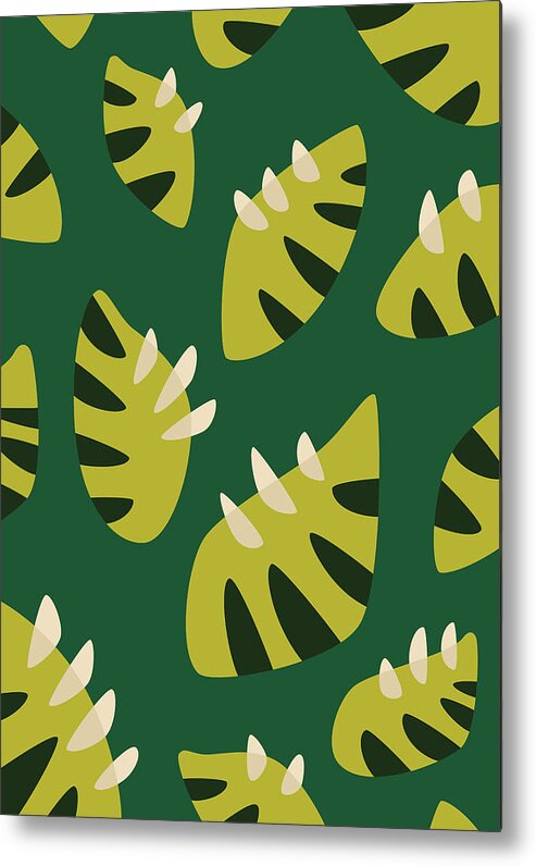 Green Leaf Pattern Metal Print featuring the digital art Clawed Abstract Green Leaf Pattern by Boriana Giormova