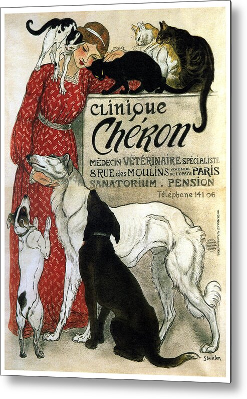 Clinique Cheron Metal Print featuring the mixed media Clinique Cheron - Vintage Clinic Advertising Poster by Studio Grafiikka