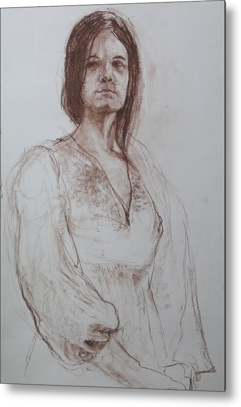 Life Metal Print featuring the drawing Clothed Model by Harry Robertson