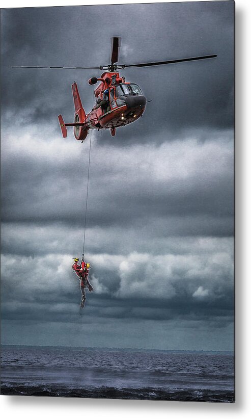 Us Coast Guard Air Station New Orleans All Hands Unit Photo Shoot Metal Print featuring the photograph Coast Guard Rescue Operation by Gregory Daley MPSA
