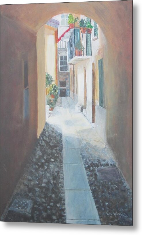 Italy Metal Print featuring the painting Cobblestone Alley by Paula Pagliughi