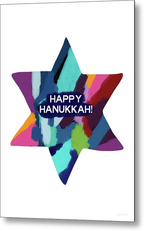 Hanukkah Metal Print featuring the mixed media Colorful Modern Hanukkah- Art by Linda Woods by Linda Woods
