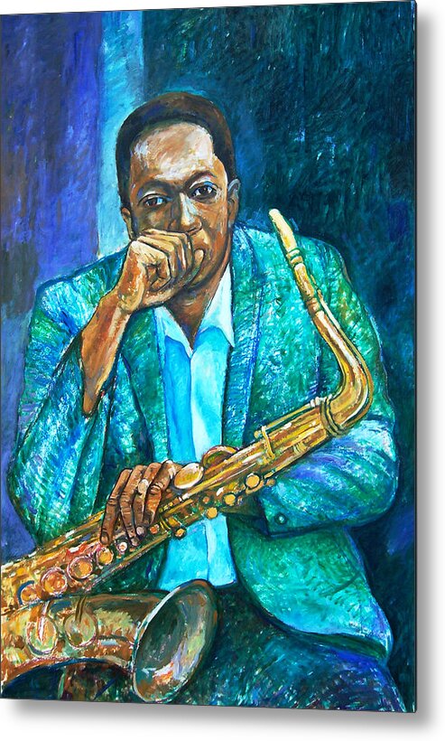 Music Metal Print featuring the painting Coltrane Resting by Joe Roache