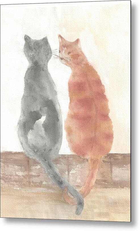 Cat Metal Print featuring the painting Companion Cats by Terri Harris