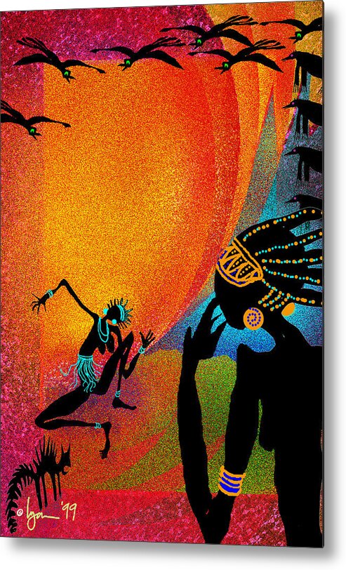 Land Of Ammaze Metal Print featuring the painting Conquering the Red Moon by Angela Treat Lyon