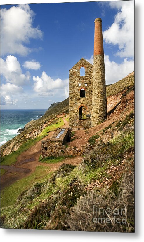 Coast Metal Print featuring the photograph Cornish Tin Mine by David Lichtneker