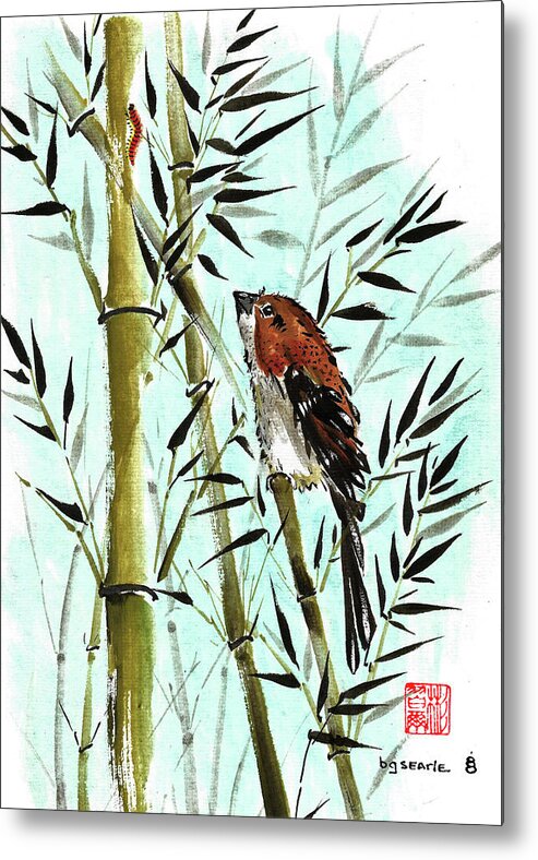 Chinese Brush Painting Metal Print featuring the painting Curiosity by Bill Searle