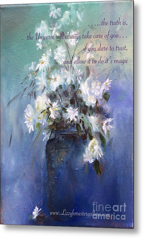 Daisies Metal Print featuring the painting Serenity, Daisies in a Jar Greeting Card by Lizzy Forrester