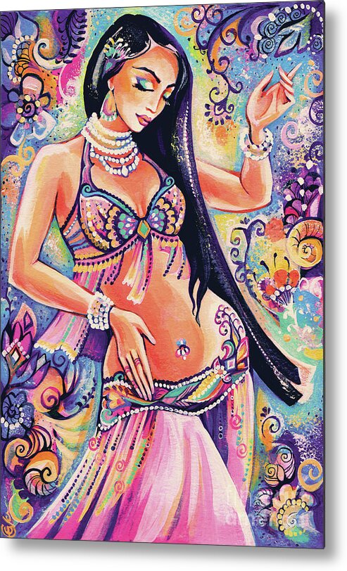 Belly Dancer Metal Print featuring the painting Dancing in the Mystery of Shahrazad by Eva Campbell