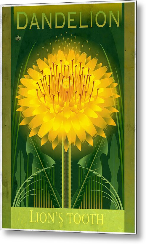 Dandelion Metal Print featuring the painting Dandelion Floral Poster by Garth Glazier