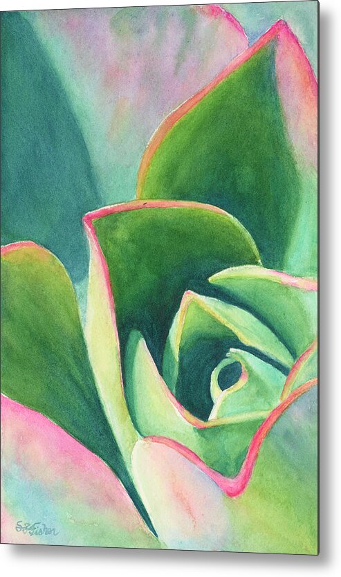 Succulent Metal Print featuring the painting Dazzling Like a Jewel by Sandy Fisher
