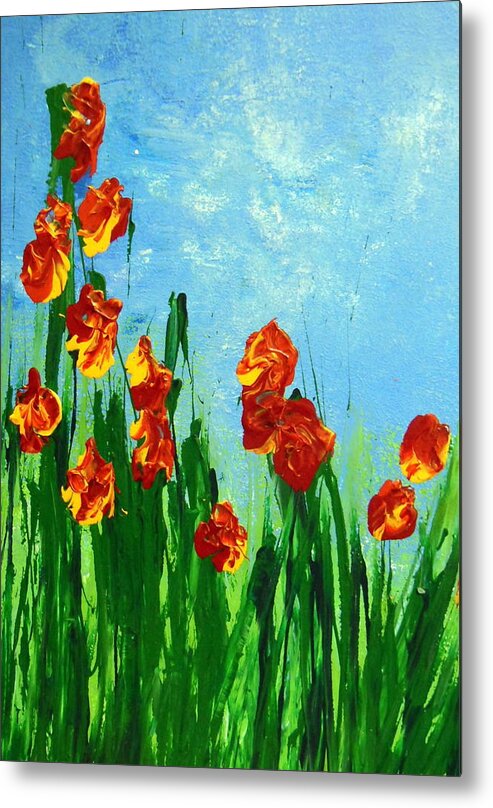 Vibrant Colorful Flowers Metal Print featuring the painting Deep Breaths by Aimee Bruno