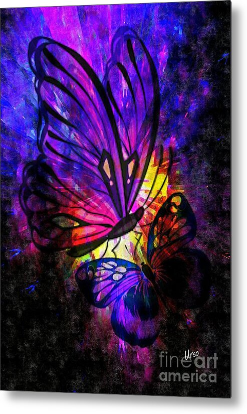 Deep Purple Butterflies Metal Print featuring the digital art Deep Purple Butterflies by Maria Urso