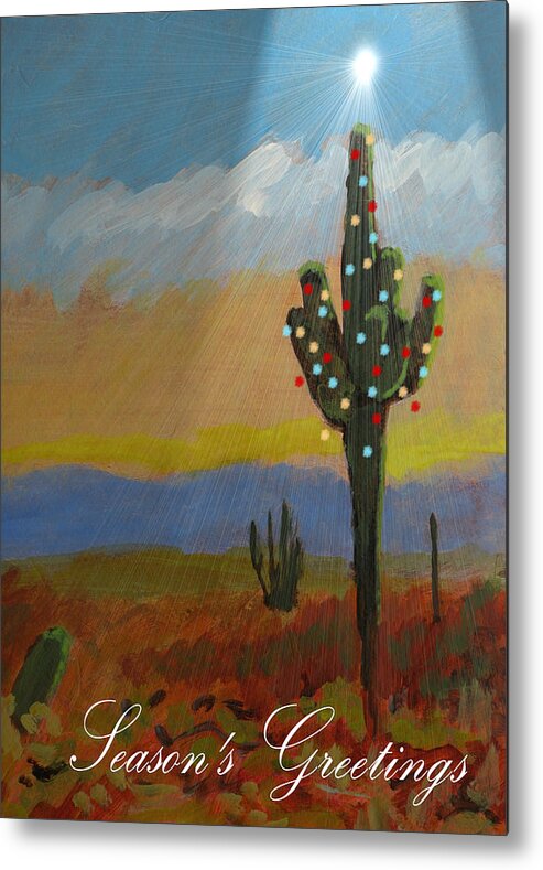 Greeting Metal Print featuring the painting Desert Tree Card by Robert Bissett