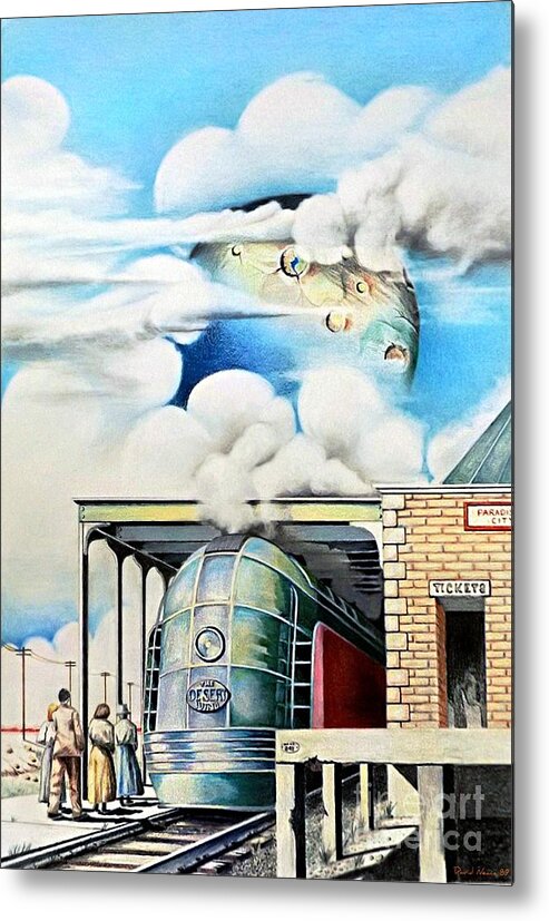 Train Drawing Metal Print featuring the drawing Desert Wind by David Neace CPX