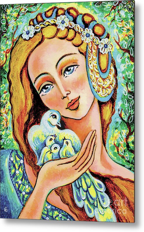 Forest Fairy Metal Print featuring the painting Dove Forest Fairy by Eva Campbell