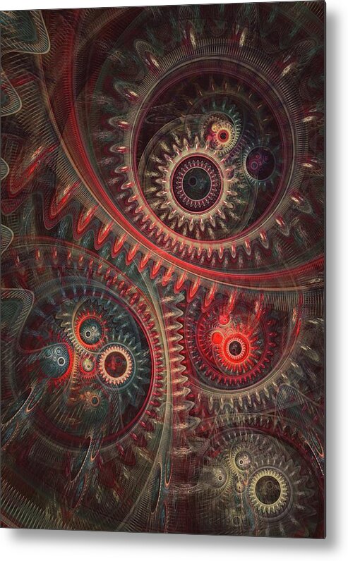 Abstract Metal Print featuring the digital art Dreaming clocksmith by Martin Capek