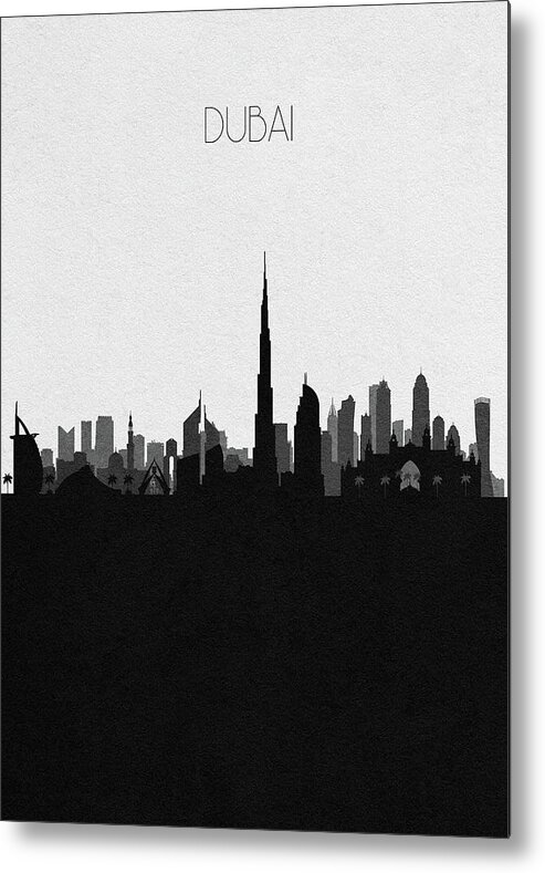 Dubai Metal Print featuring the digital art Dubai Cityscape Art by Inspirowl Design