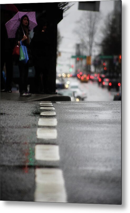 Street Photography Metal Print featuring the photograph Echoes in the rain drops by J C
