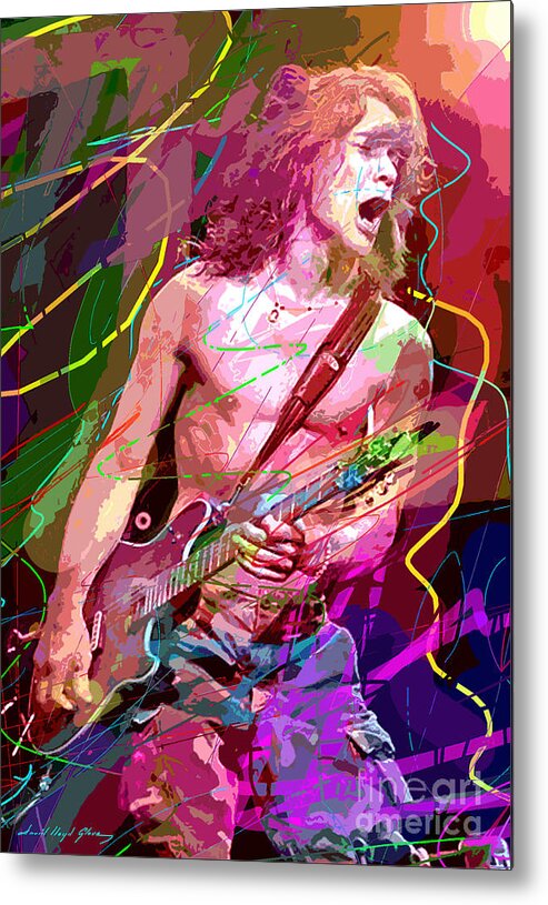 Eddie Van Halen Metal Print featuring the painting Eddie Van Halen Jump by David Lloyd Glover
