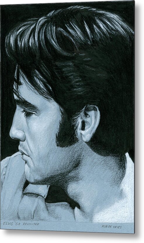 Elvis Metal Print featuring the drawing Elvis 68 revisited by Rob De Vries