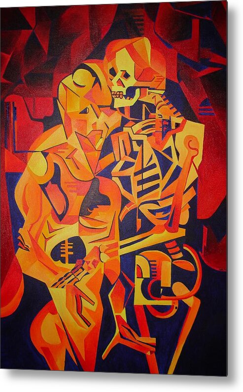 Cubism Metal Print featuring the painting Embracing Death by Taiche Acrylic Art