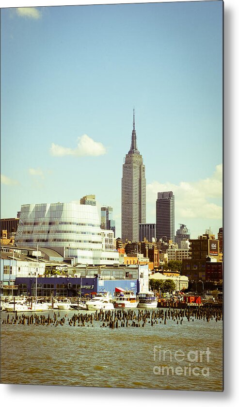 Empire State Building Metal Print featuring the digital art Empire State building from Hudson by Perry Van Munster