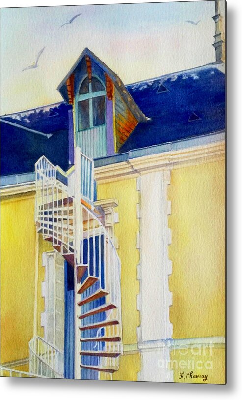 Escalier Metal Print featuring the painting Escalier du Grenier by Francoise Chauray