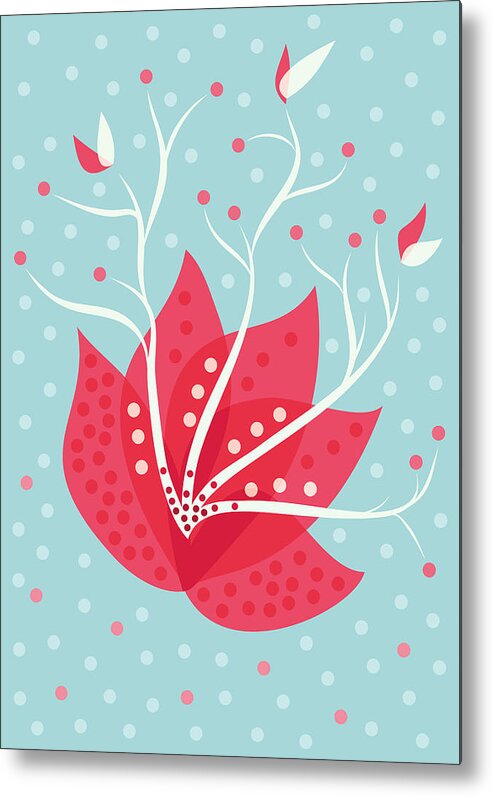 Flower Metal Print featuring the digital art Exotic Pink Flower And Dots by Boriana Giormova