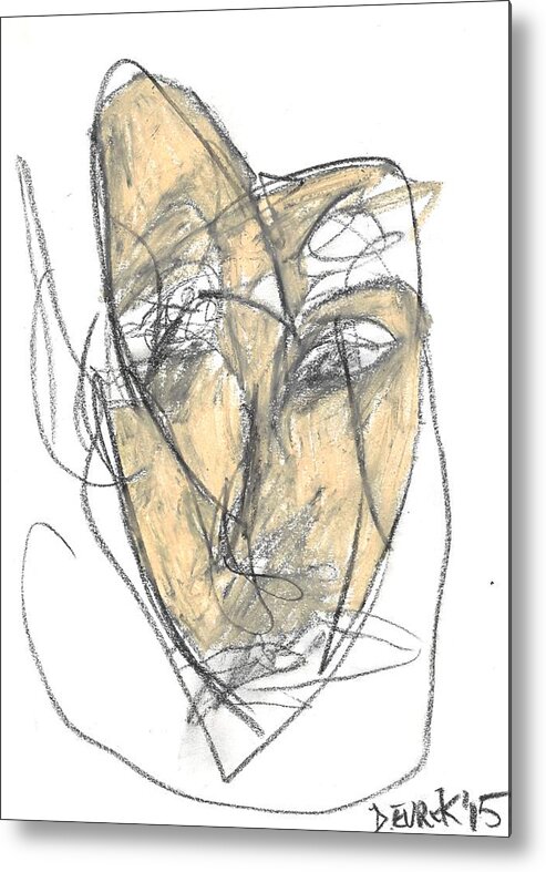 Abstract Metal Print featuring the drawing Face by Drew Eurek