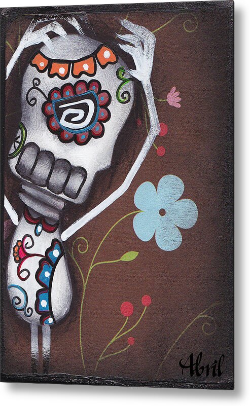 Day Of The Dead Metal Print featuring the painting Feelings by Abril Andrade