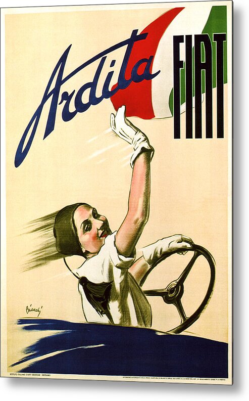 Vintage Metal Print featuring the mixed media Fiat Ardita - Italian Car - Vintage Advertising Poster by Studio Grafiikka