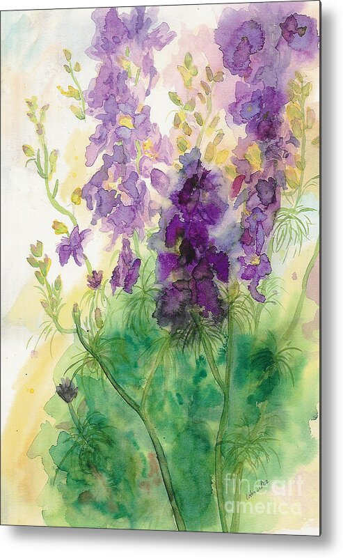 Watercolor Metal Print featuring the painting Field of Purple by Vicki Housel