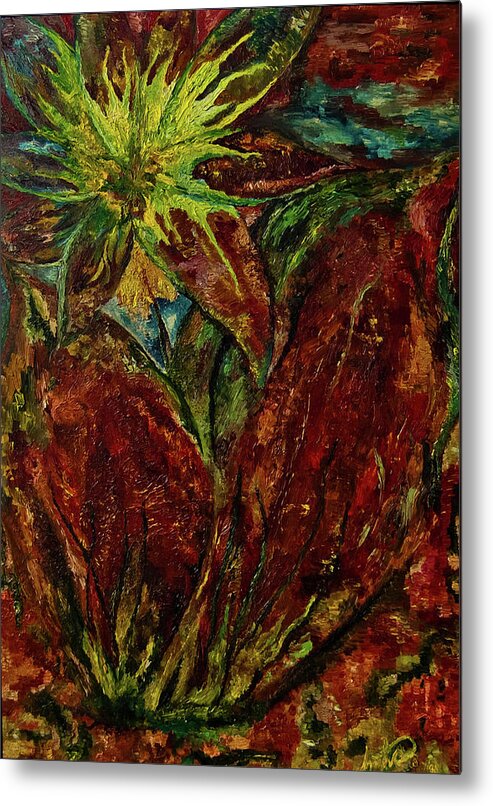 Floral Metal Print featuring the painting Fire Flower by Anitra Handley-Boyt