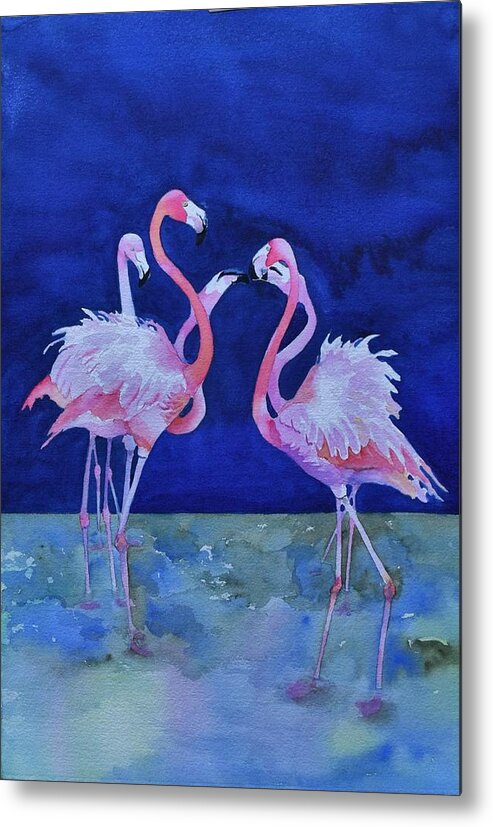 Flamingo Metal Print featuring the painting Flamingo Lingo by Celene Terry