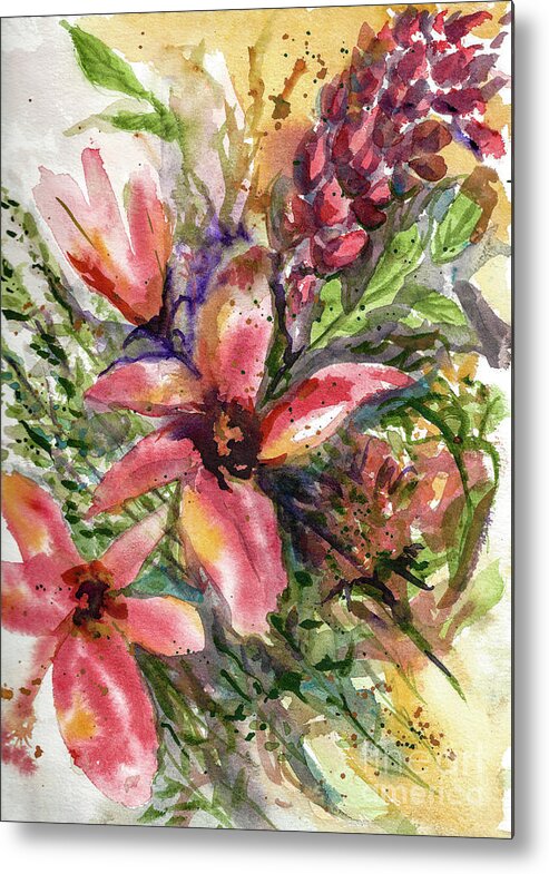 Floral Metal Print featuring the painting Flower Study by Francelle Theriot
