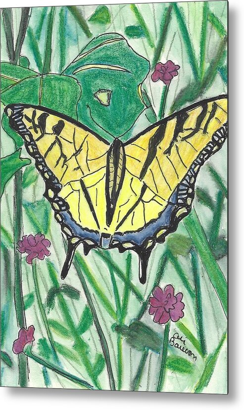 Butterfly Metal Print featuring the drawing Flutter by Ali Baucom