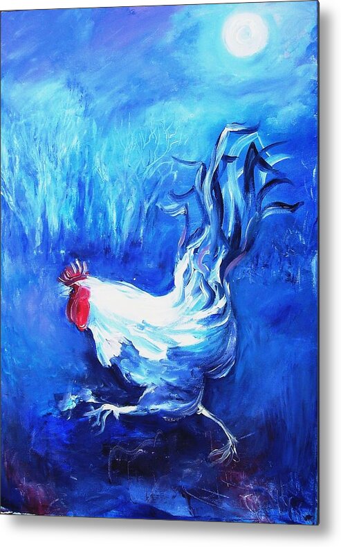 Cockerel Metal Print featuring the painting Fox Alert  by Trudi Doyle
