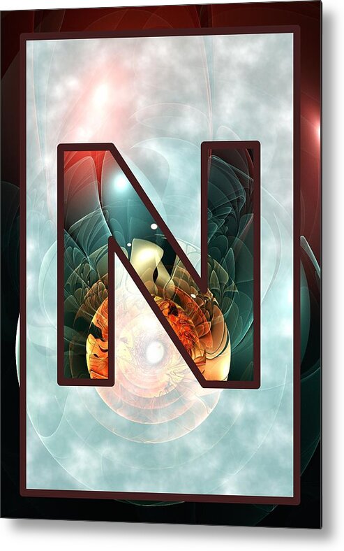 N Metal Print featuring the digital art Fractal - Alphabet - N is for Night Vision by Anastasiya Malakhova